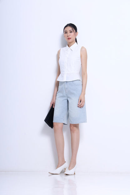 Nim Sleeveless Peplum Shirt