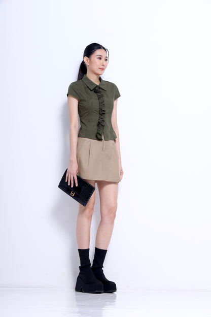 Marlene Front Pleated A-line Skirt