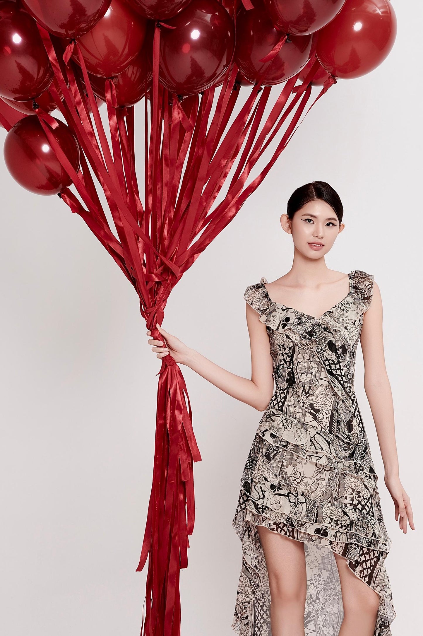 Vayda Asymmetrical Ruffles Dress