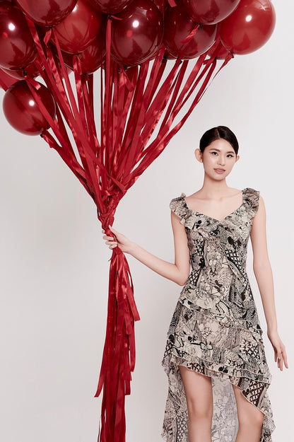 Vayda Asymmetrical Ruffles Dress
