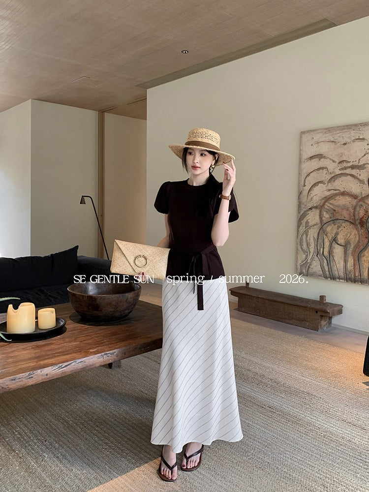 Quinn Diagonal Stripe Skirt