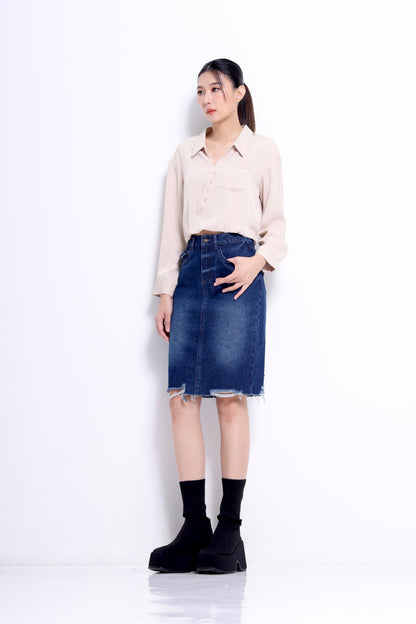 Valentina Asymmetrical Satin Blouse