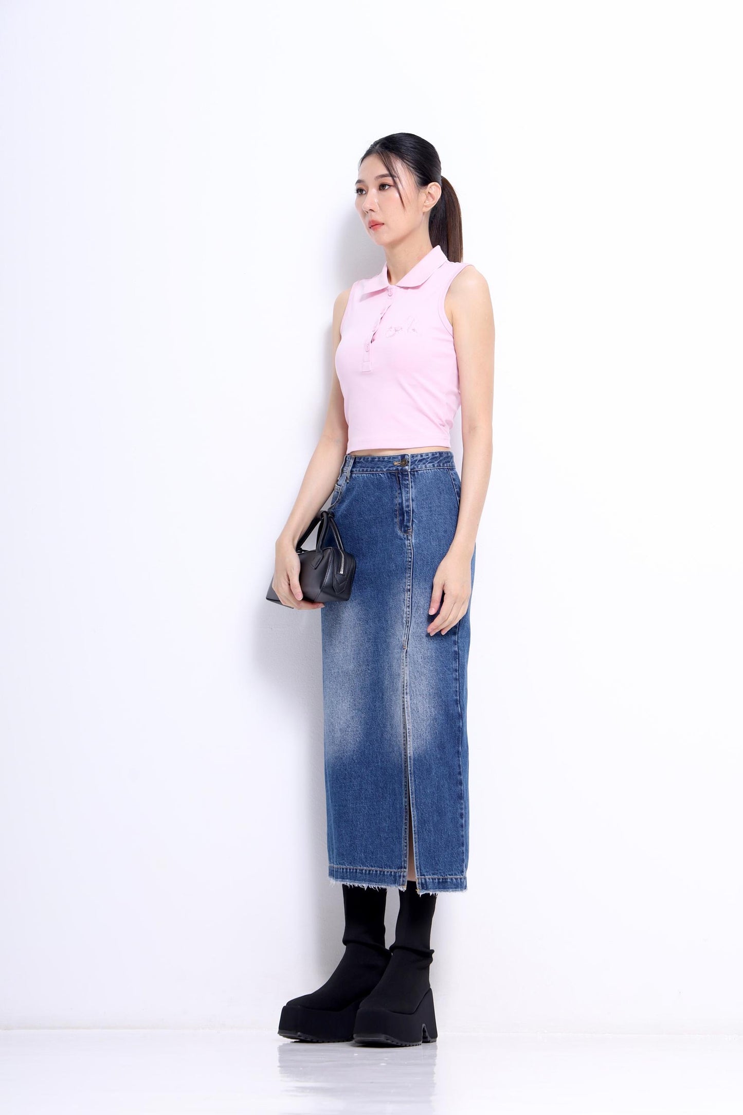Carly V-Neck Embroidered Polo Tee
