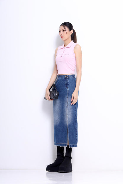 Carly V-Neck Embroidered Polo Tee