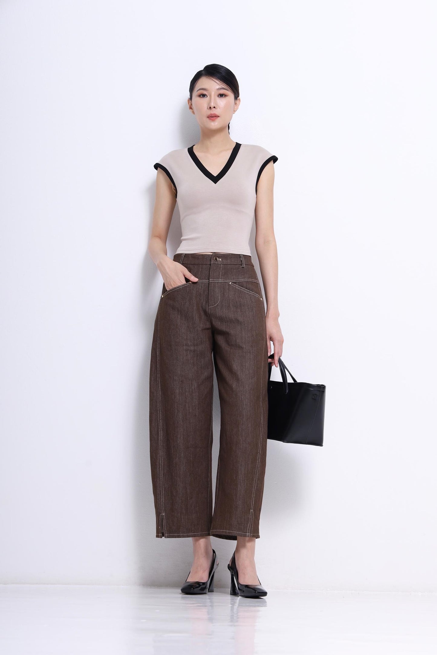 Trisha V-Neck Scuba Top