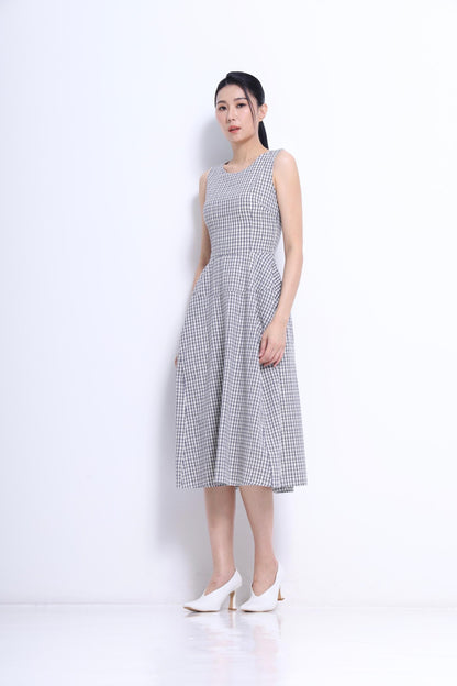 Elise A-line Checkered Dress