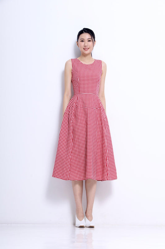 Elise A-line Checkered Dress