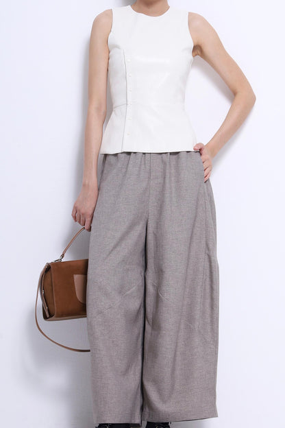 Maple Faux Leather Button Top