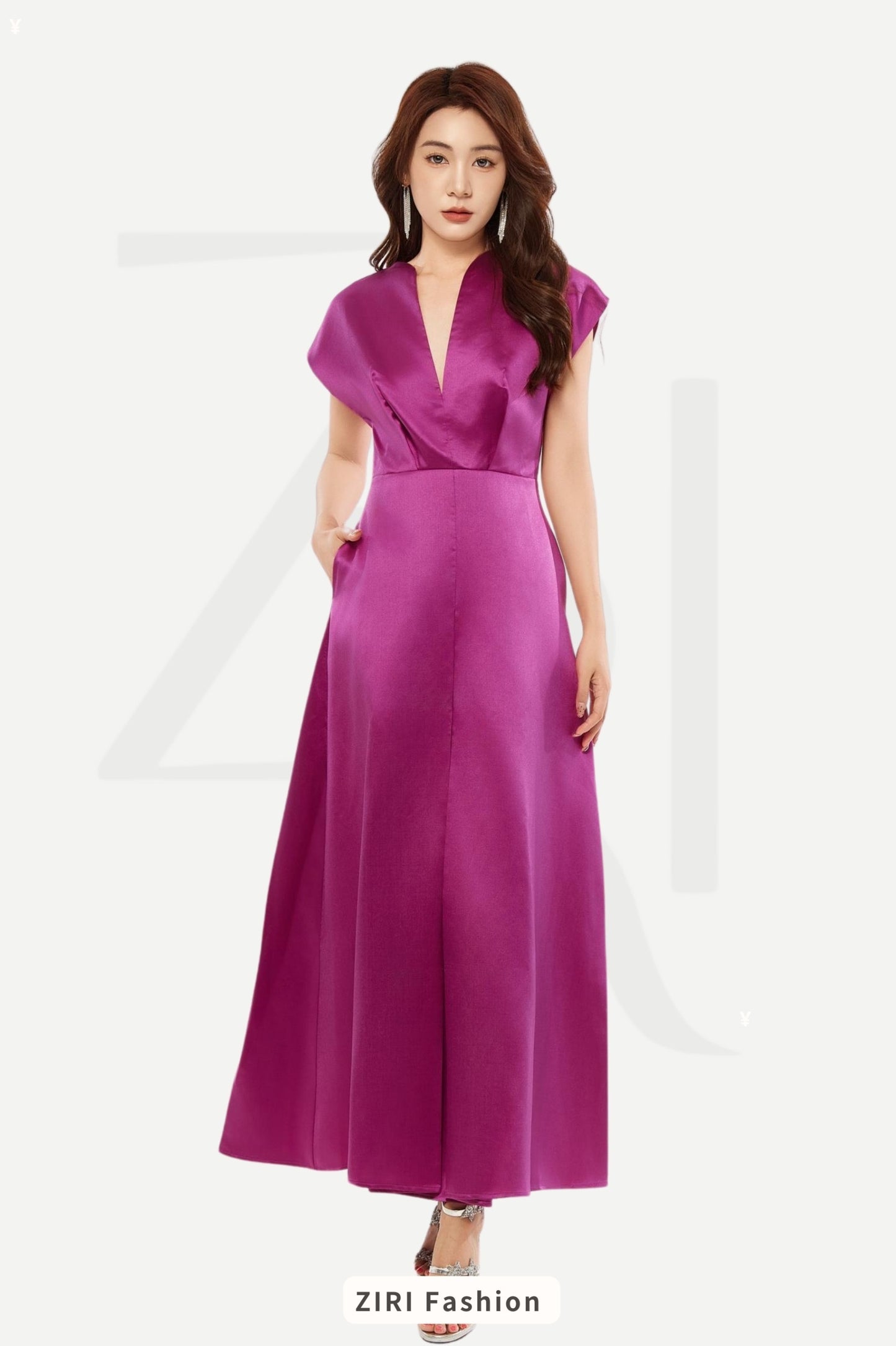 Ziri V-Neck Evening Gown