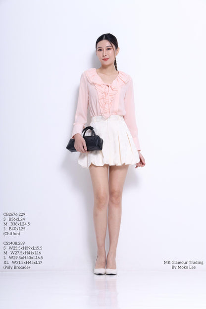 Joyce Ruffle Collar Chiffon Top
