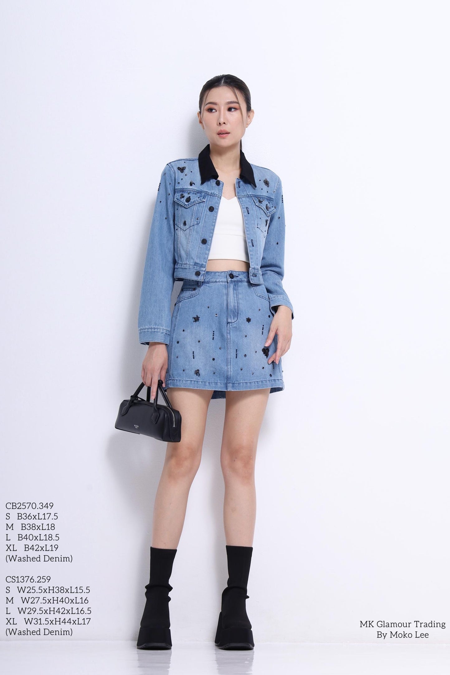 Anna Embellished Denim Mini Skirt