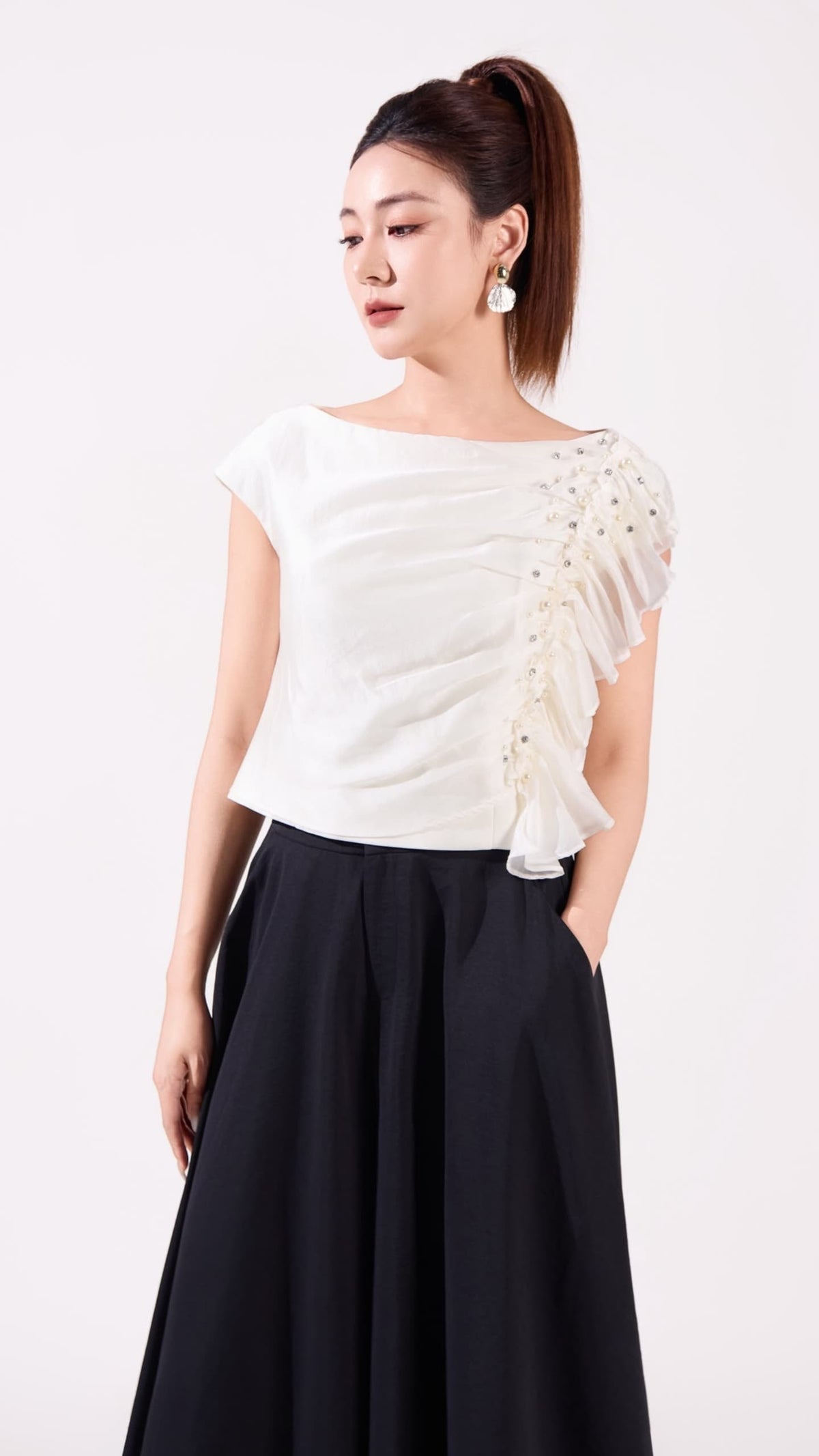Ziri Asymmetrical Ruffle Top
