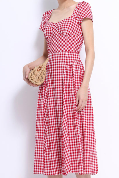 Elise Sweet Heart Checkered Dress