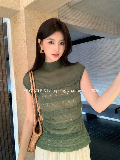 Luna Hollow Lace Knit Top