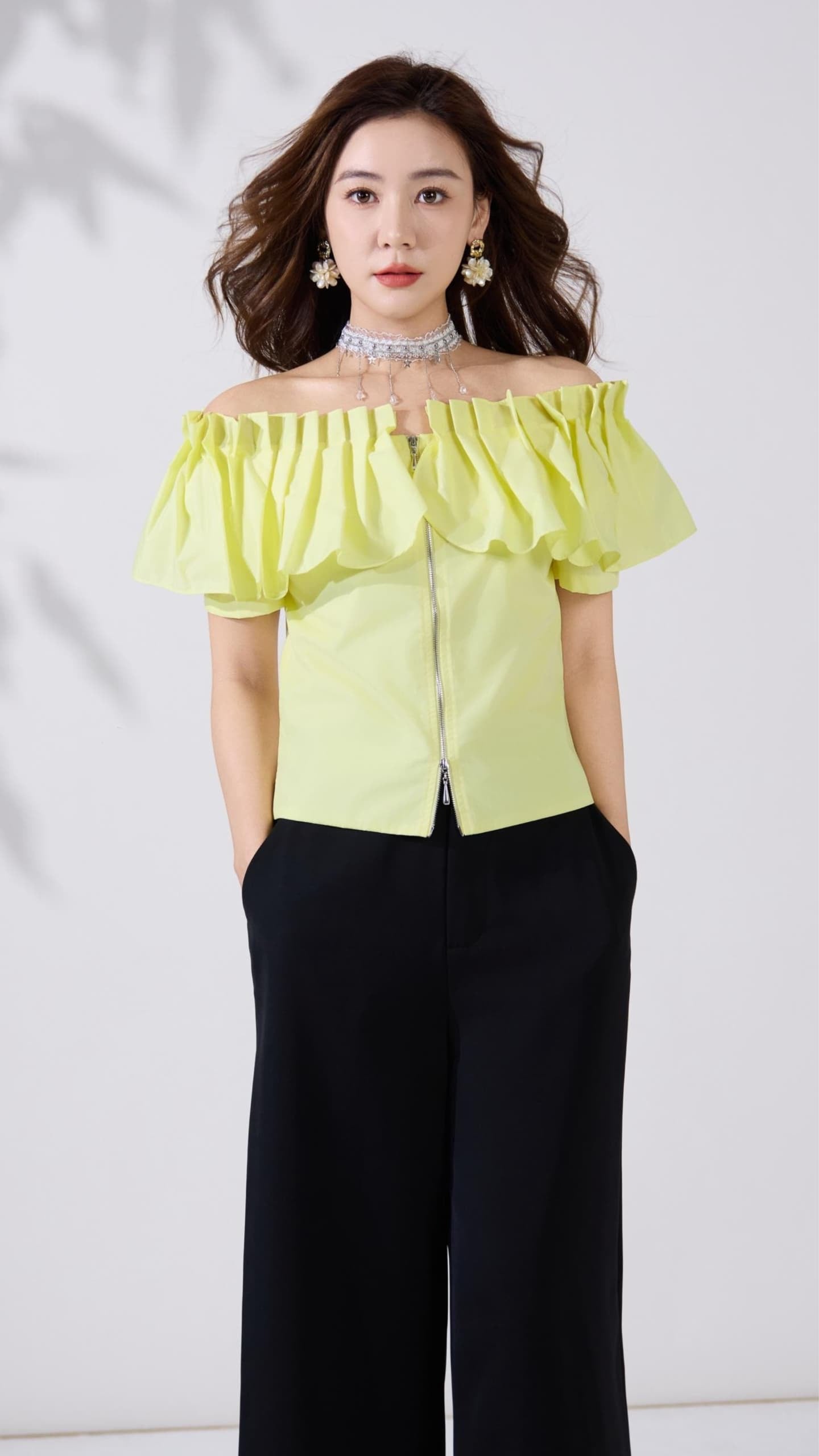 Ziri Pleated Ruffle Top