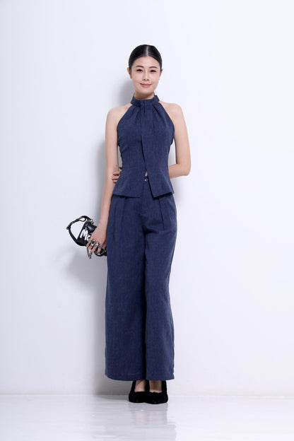 Solar Cut Out Linen Top