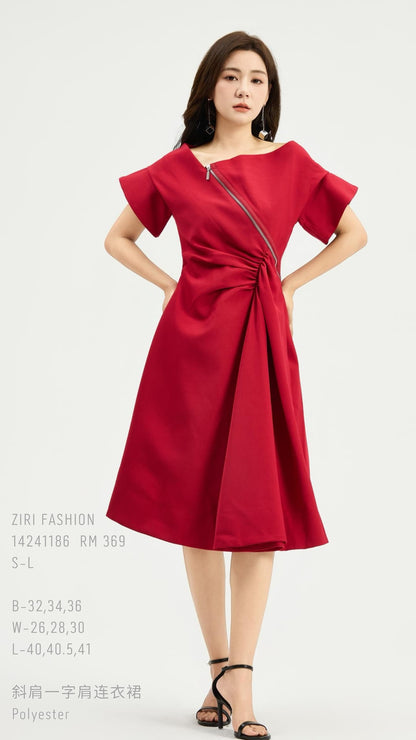 Ziri Asymmetrical Drape Dress