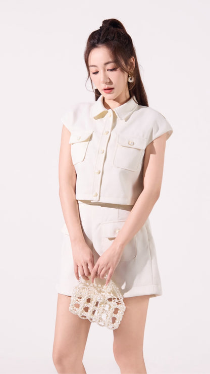 Ziri Tweed Boxy Cropped Top