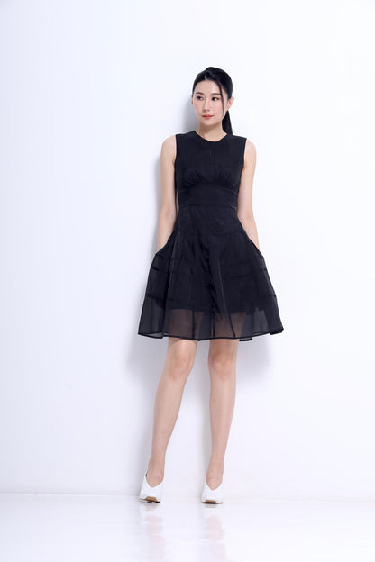 Victoria Organza A-line Midi Dress