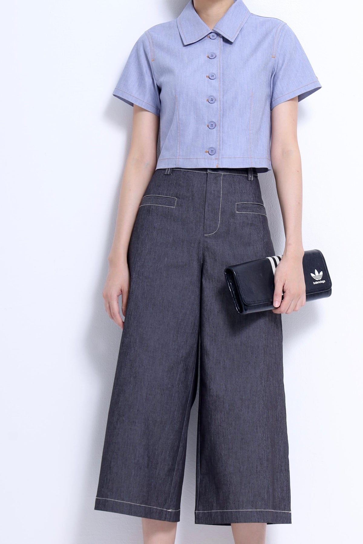 Tassy Button Down Cropped Shirt