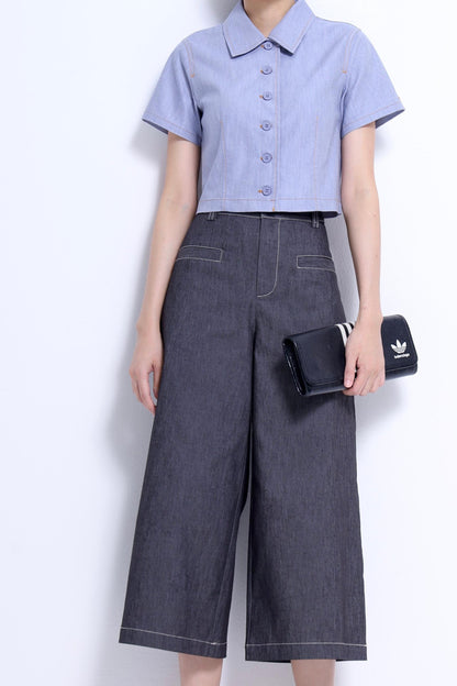 Tassy Button Down Cropped Shirt