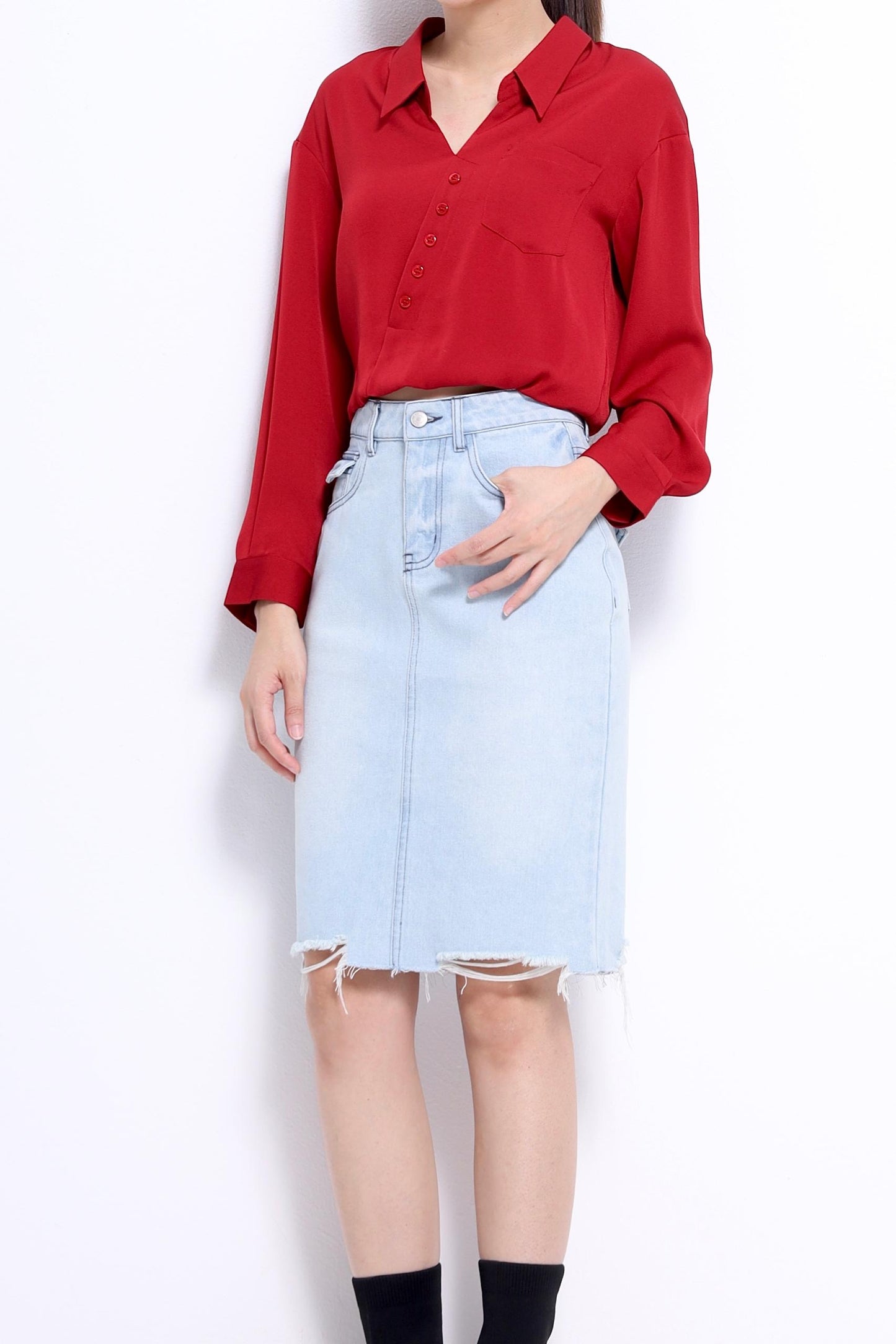 Valentina Asymmetrical Satin Blouse