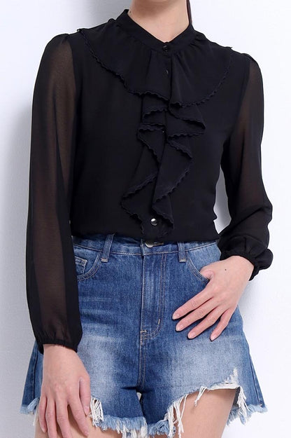 Ella Cascade Ruffle Blouse