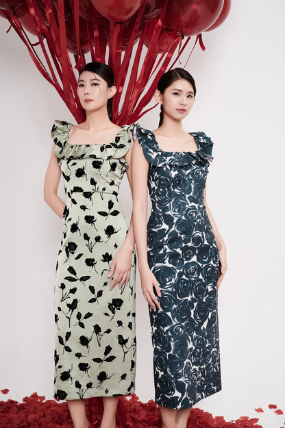 Luna Ruffle Square Neck Dress
