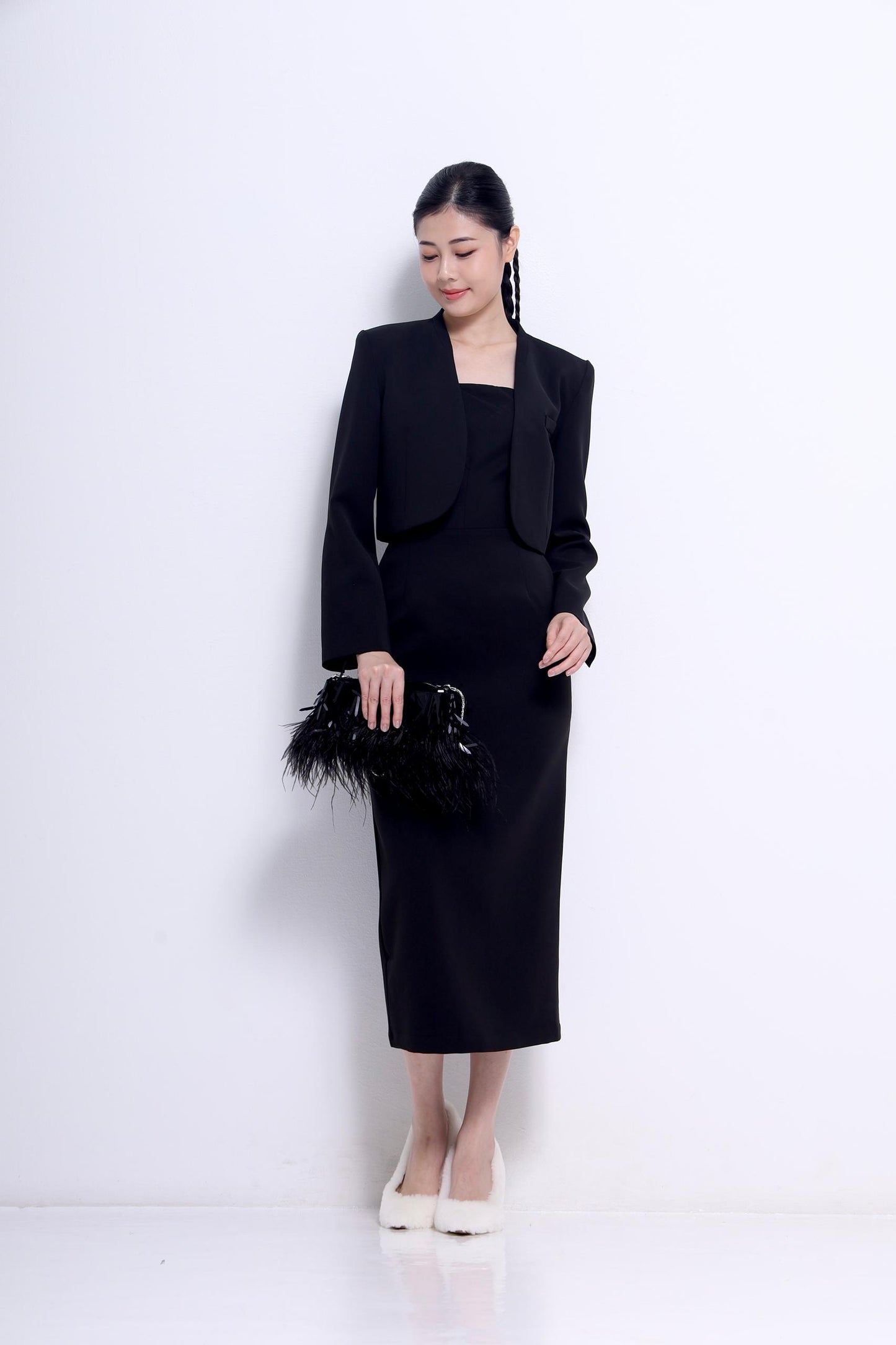 Lyla Tailored Cropped Open Jacket