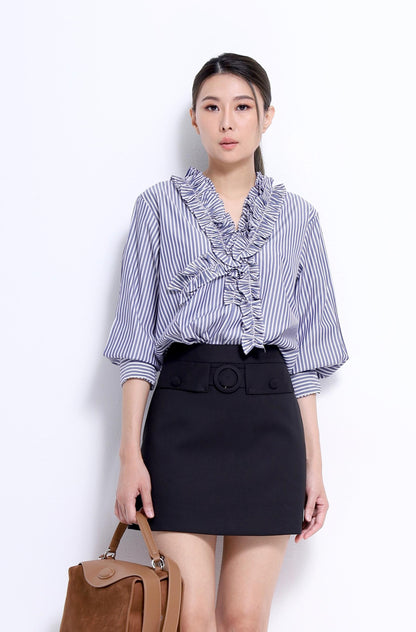 Hara Ruffle Collar Top