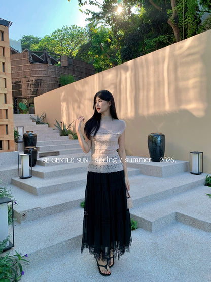 Luna Hollow Lace Knit Top