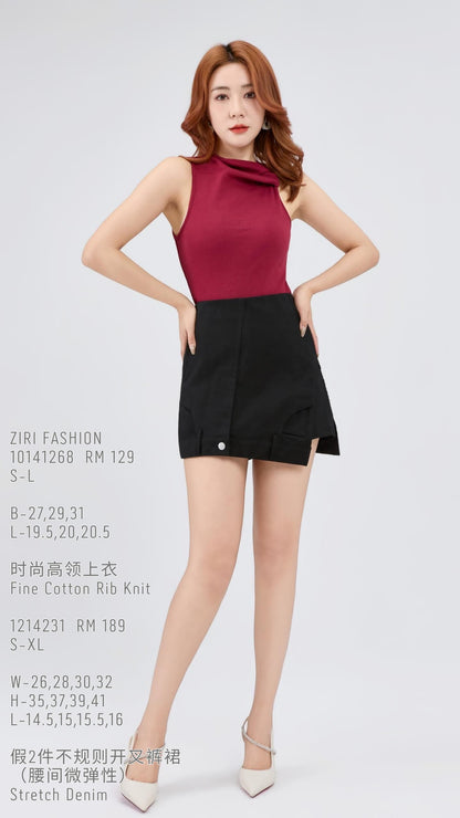 Ziri Ribbed Knit Twist Singlet