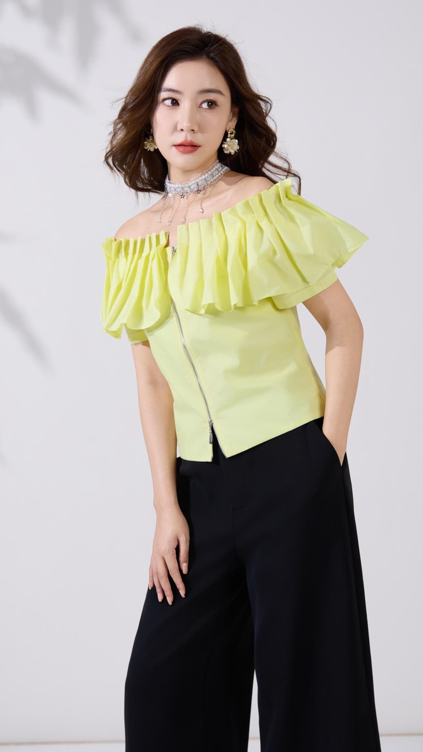 Ziri Pleated Ruffle Top