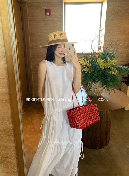 Kyla Cotton Linen Asymmetrical Dress