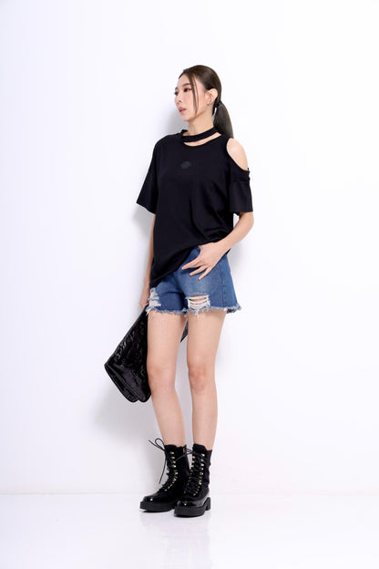 Mia Cutout Oversized Tee