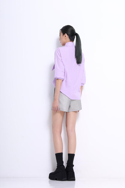 Margot Asymmetrical Neck Tie Shirt