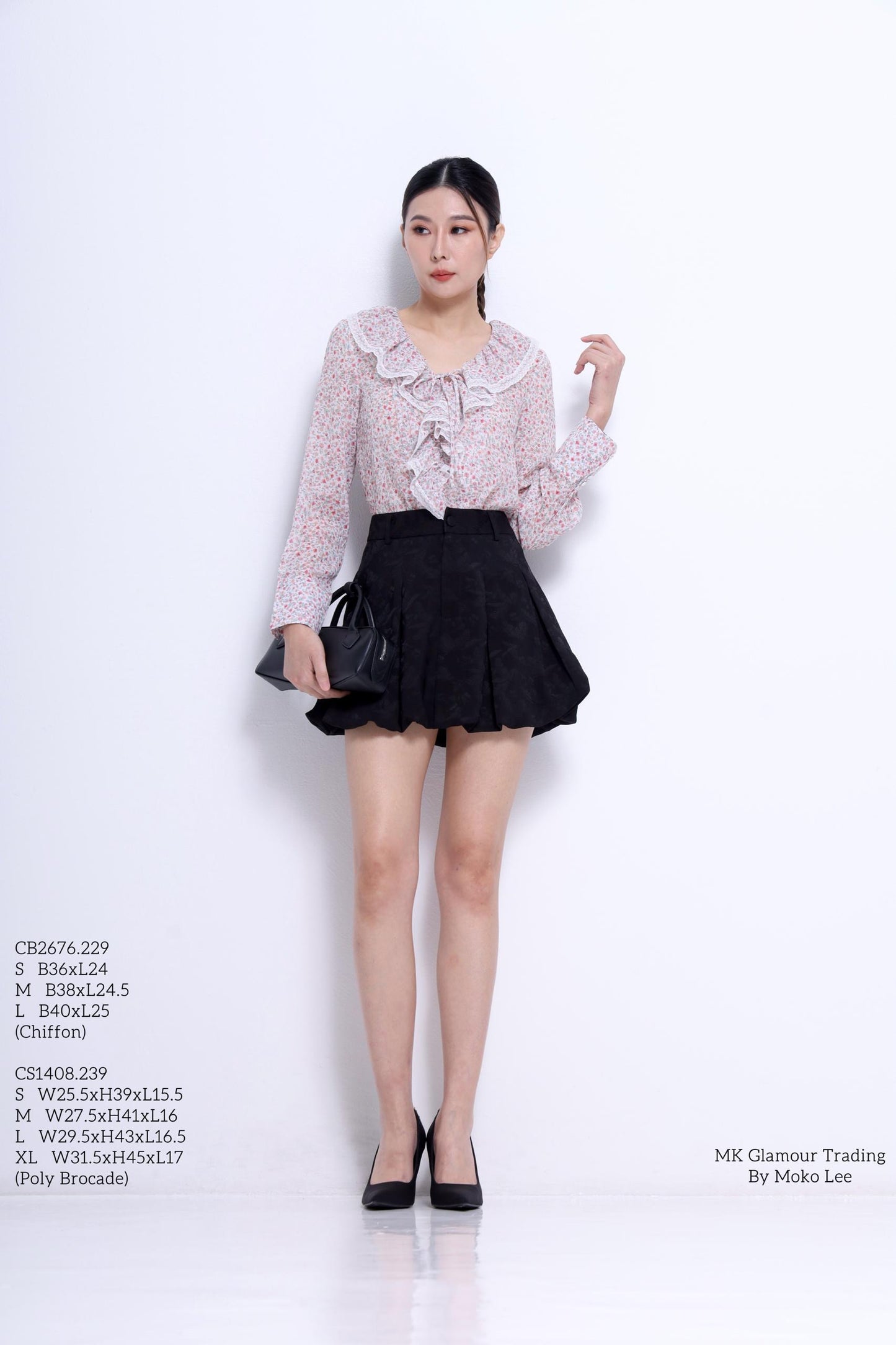 Joyce Ruffle Collar Chiffon Top