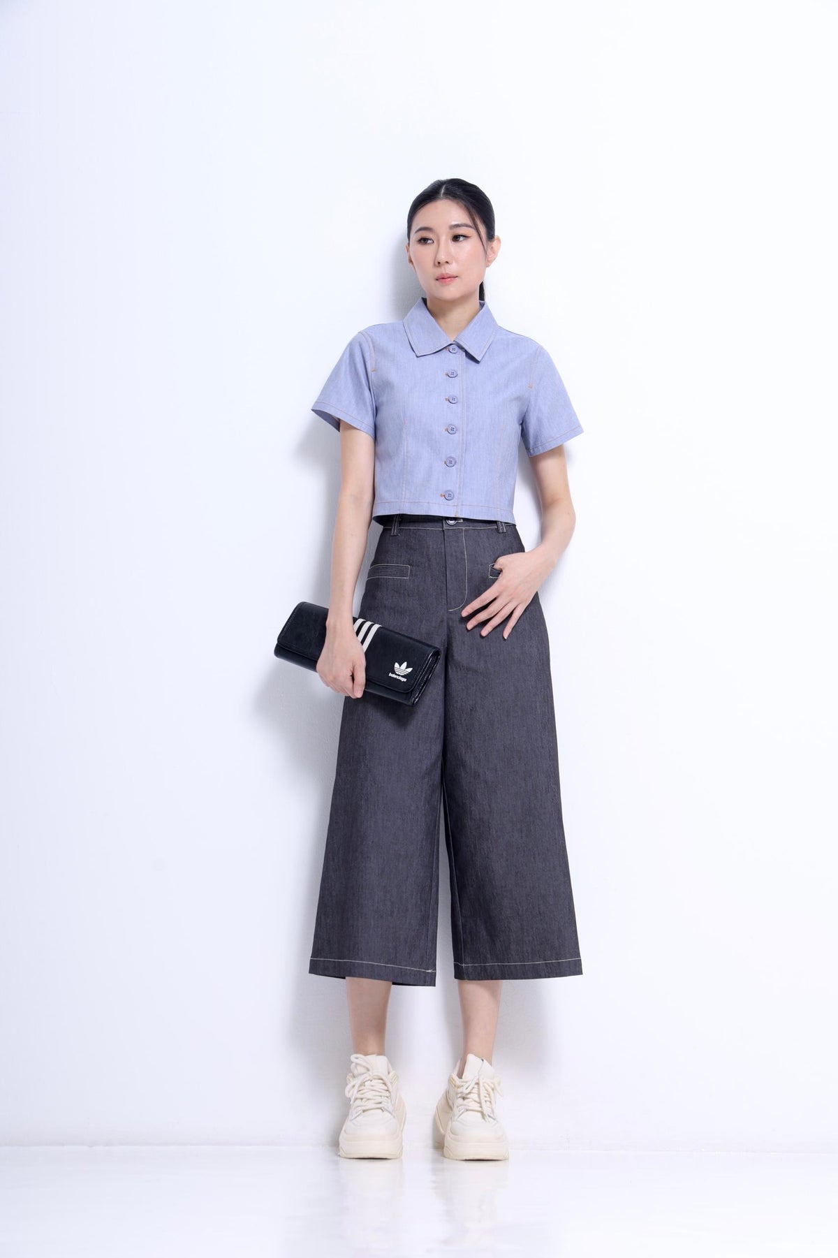 Tassy Button Down Cropped Shirt
