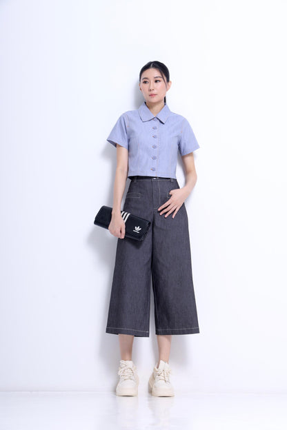 Tassy Button Down Cropped Shirt