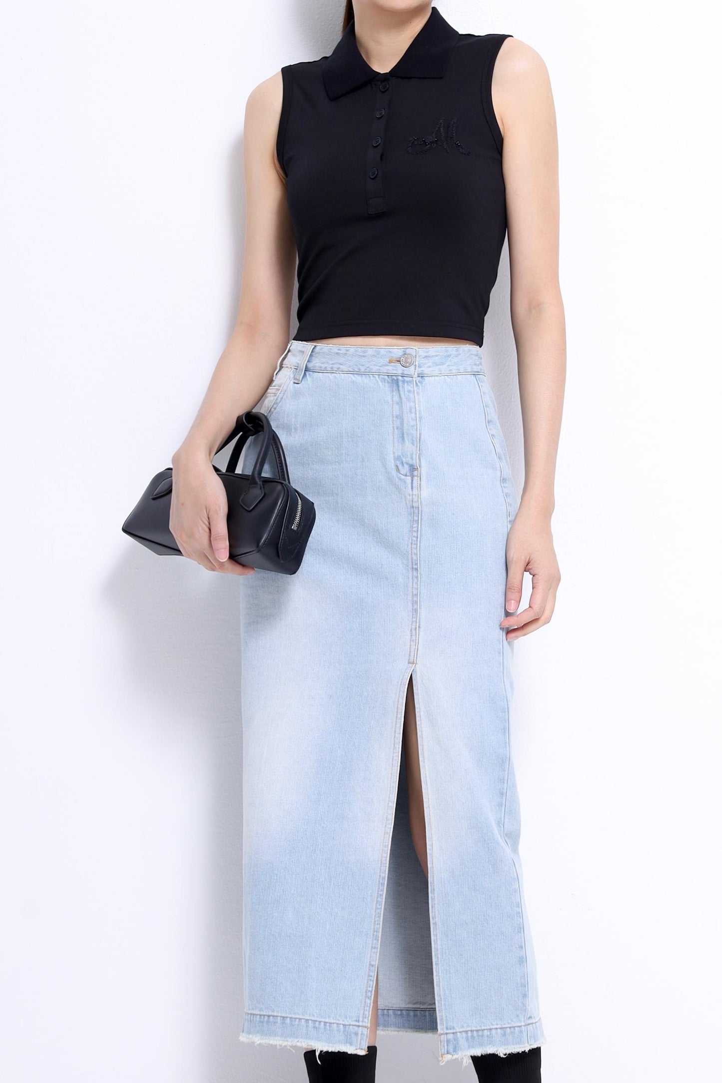 Carly V-Neck Embroidered Polo Tee