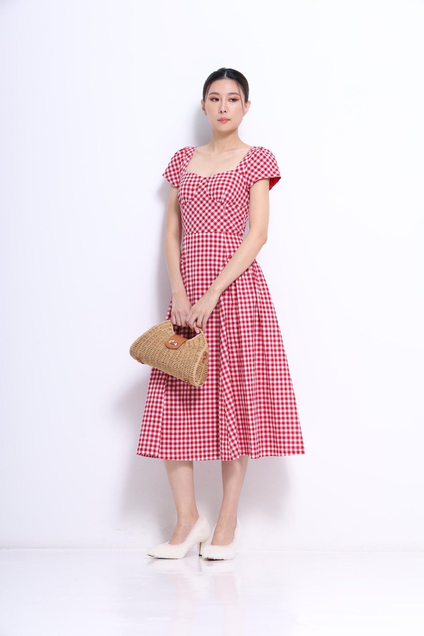 Elise Sweet Heart Checkered Dress