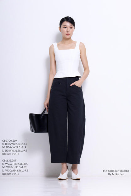 Zenda Denim Square Neck Top