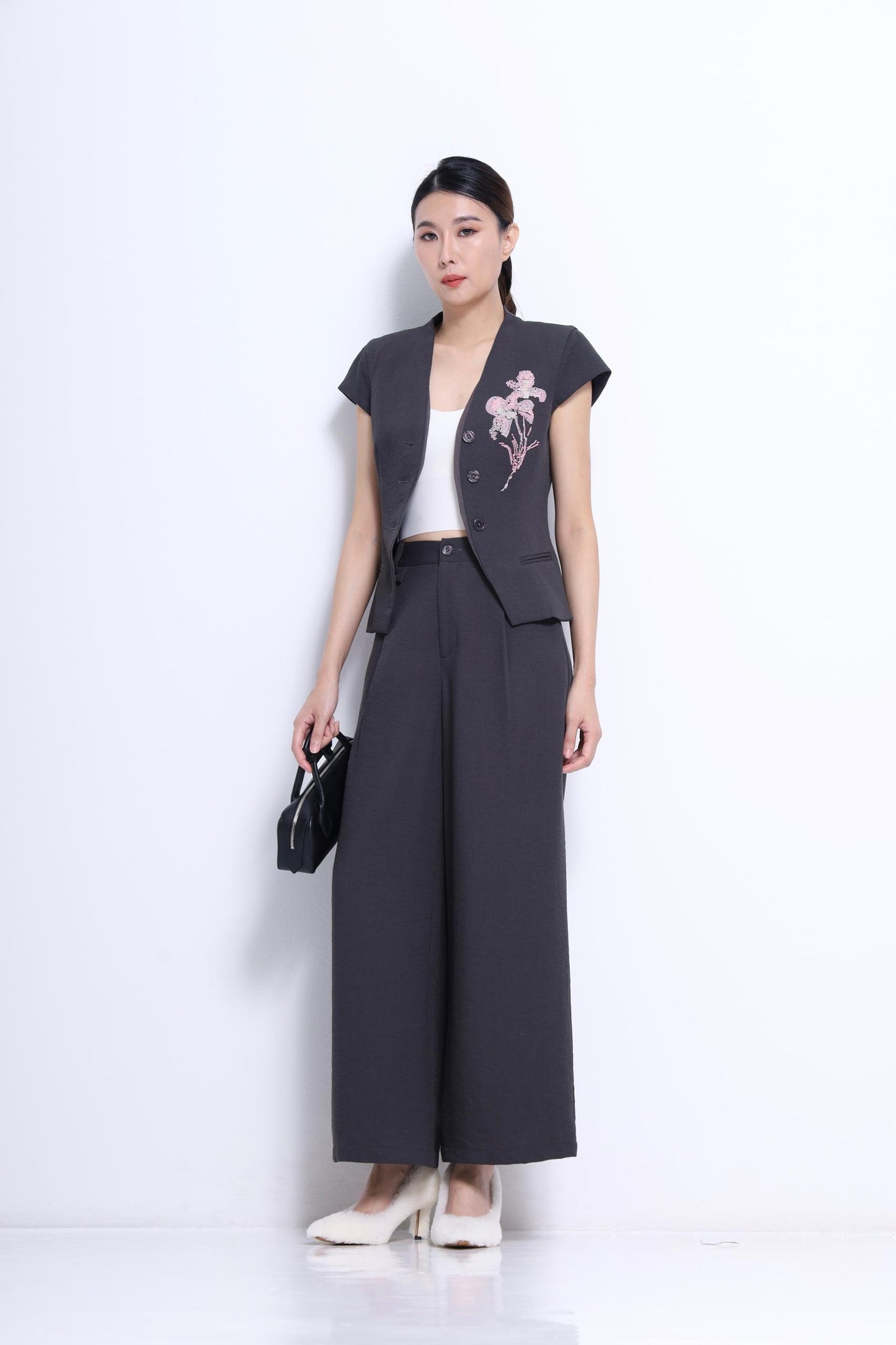 Shan Embroidered Flower Vest Top