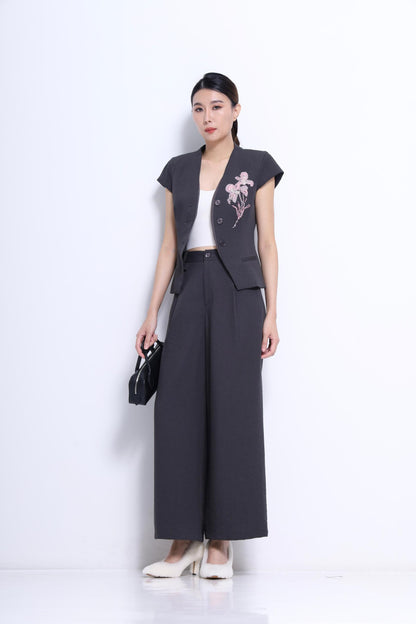 Shan Embroidered Flower Vest Top