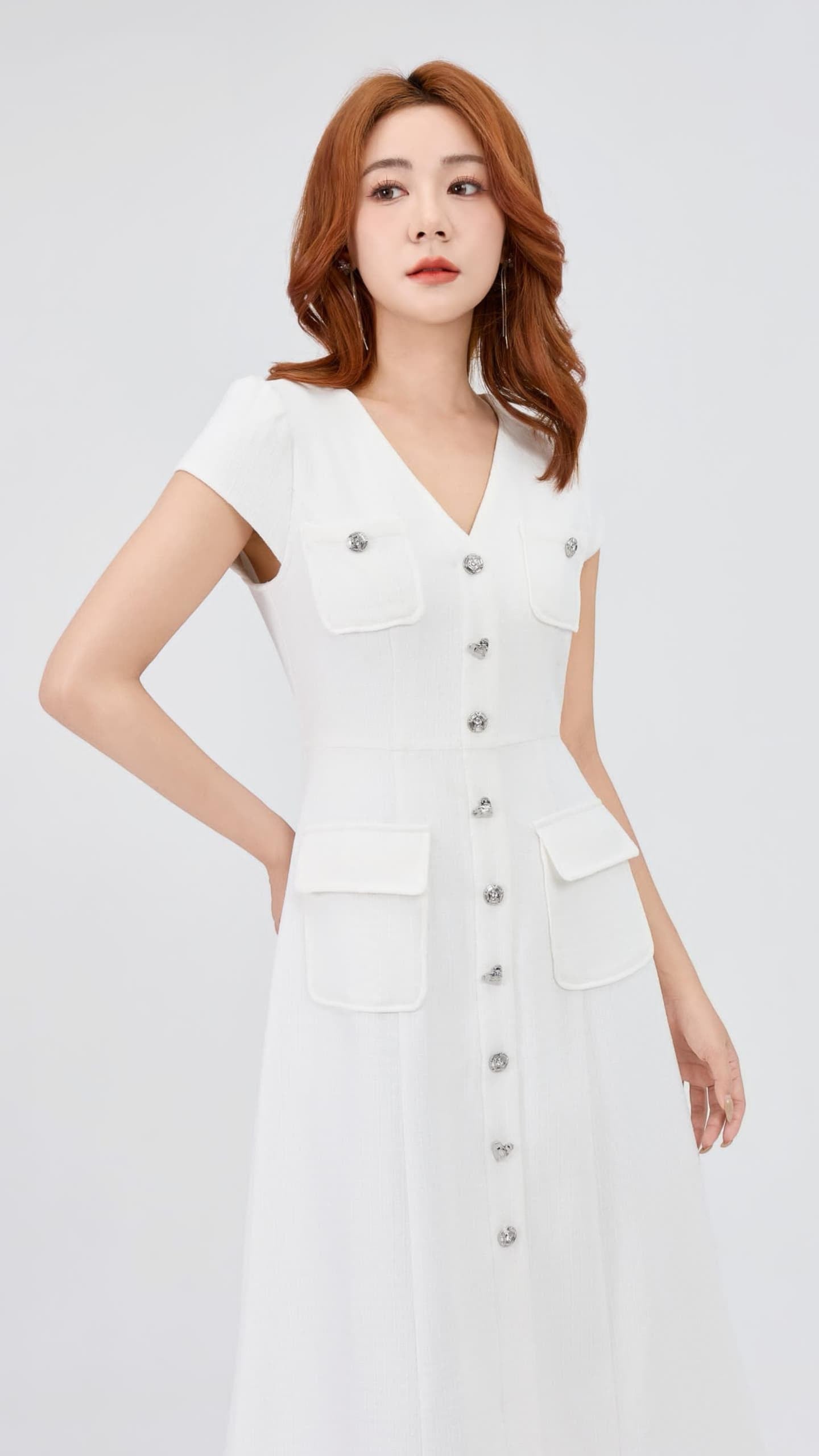 Ziri V-Neck Tweed Dress