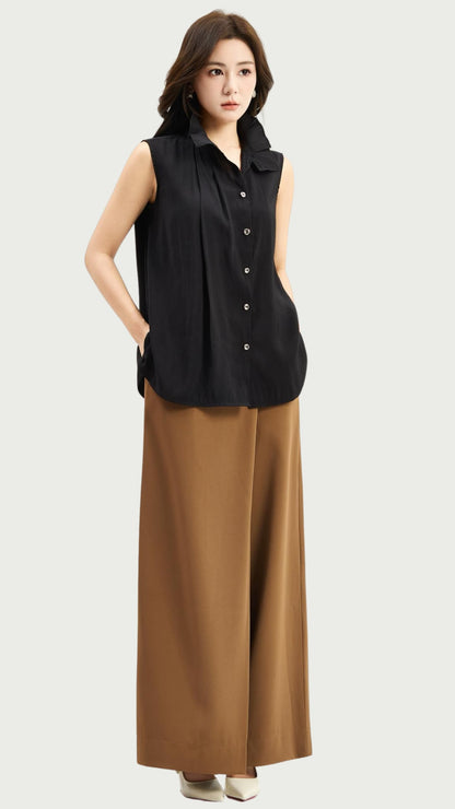 Ziri Ruffle Neck Tencel Top
