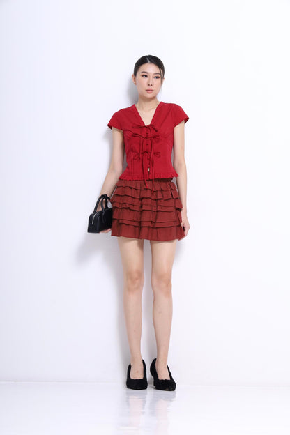 Sylvia V-Neck Ribbon Blouse