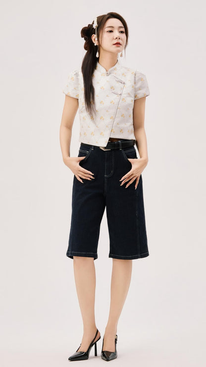 Nen Oriental Asymmetrical Qipao Top