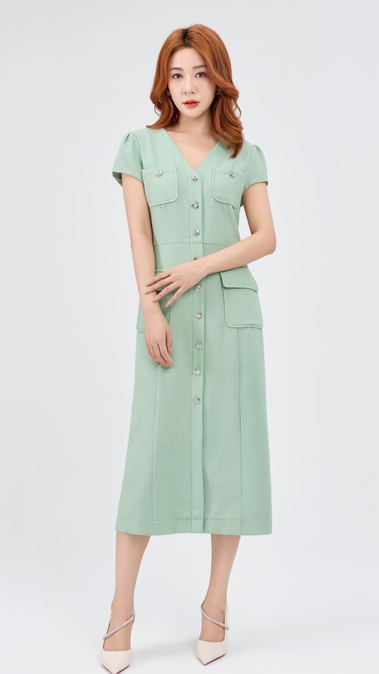 Ziri V-Neck Tweed Dress