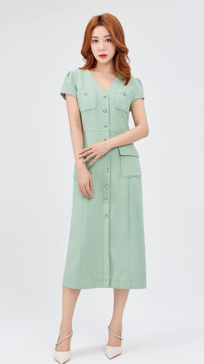 Ziri V-Neck Tweed Dress